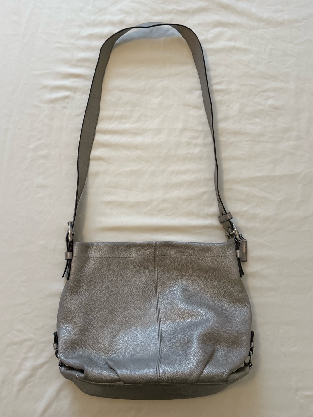 Coach | Soho Pebbled Duffle (Style #F15064) Signature Metallic Silver